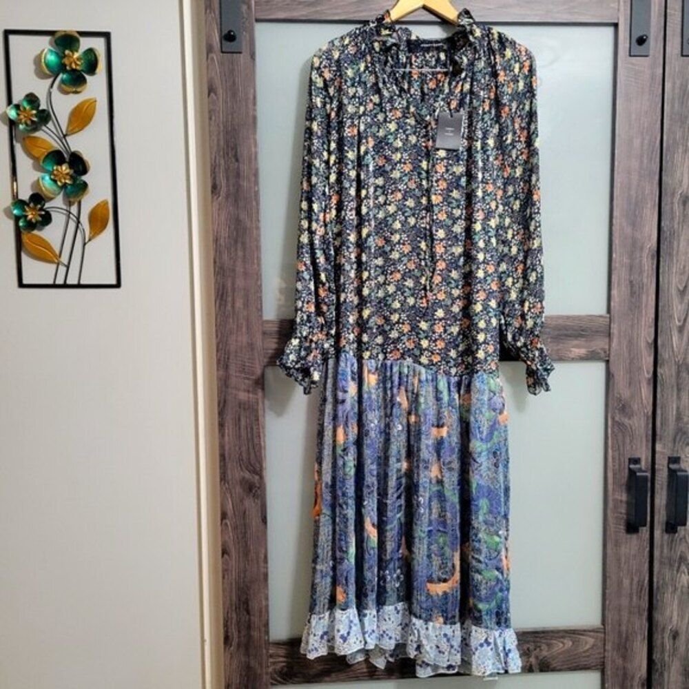 2/30 Code X Mode sheer mixed print maxi dress